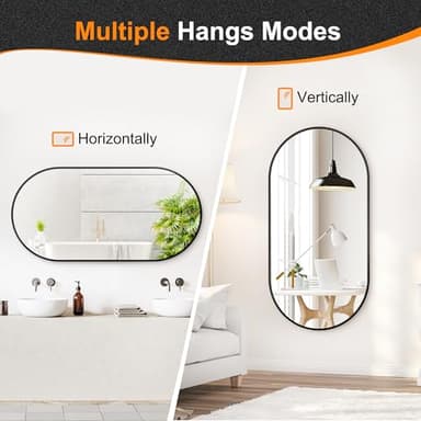 Delma Bathroom Wall Full Length Mirror for Wall, 48''x24'', Gold Oval for Bedroom Entryway Bathroom, Metal Framed Vanity(48''x24'',Black) - Image 6