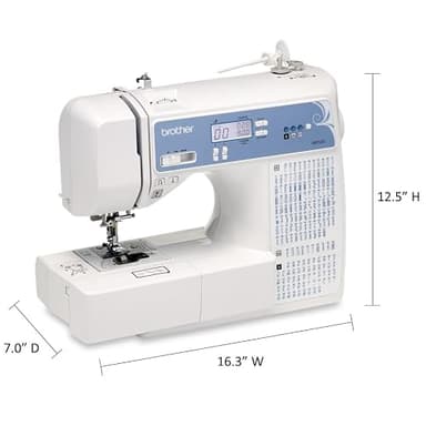 Brother Sewing and Quilting Machine, Computerized, 165 Built-in Stitches, LCD Display, Wide Table, 8 Included Presser Feet, White, 20x12x17 - Image 3