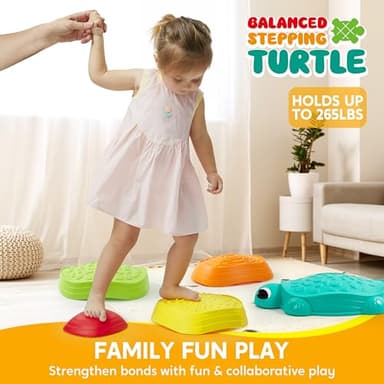 JOYIN 5 Pcs Turtle Balance Stepping Stones, Kids Turtle Path Jumping Stones, Toddler Obstacle Course Coordination Game Toys Indoor or Outdoor Play for Kids Aged 3+ - Image 3