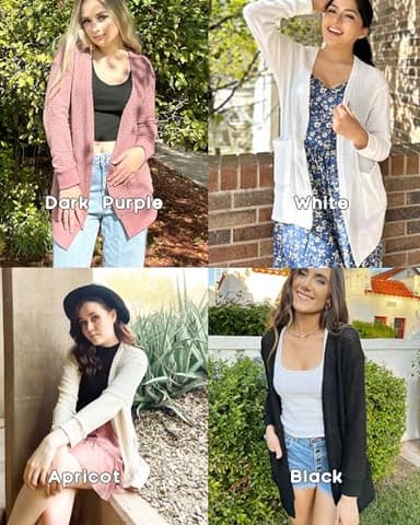 STYLEWORD Women's 2025 Fall Fashion Cardigan Sweater Summer Waffle Lightweight Open Front Knit Casual Long Cardigans Daily Outfits Clothes with Pockets(Black-XXL) - Image 6