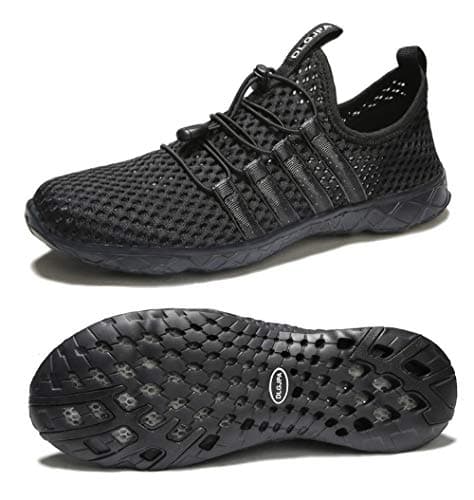 DLGJPA Men's Lightweight Quick Drying Water Shoes for Beach or Water Sports Slip On Walking Shoes AllBlack 10.5