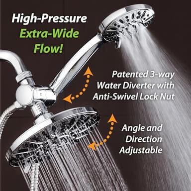 AquaDance 7" Premium High Pressure 3-Way Rainfall Combo for The Best of Both Worlds - Enjoy Luxurious Rain Showerhead and 6-Setting Hand Held Shower Separately or Together - Chrome Finish - 3328 - Image 4