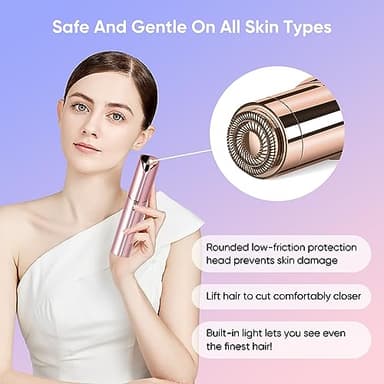 Facial Hair Remover for Women- as Seen on TV Painless Face Shaver -Mini Hair Remover, Electric Razor Shaver Portable Bikini Epilator for Lips, Chin, Armpit, Peach Fuzz, Fingers, Neck, Cheek(Rose Gold) - Image 6