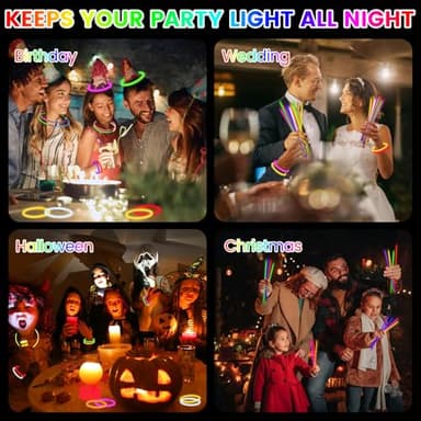 Glow Sticks Bulk Party Favors 100 Pack 8" Glow in the Dark Party Supplies Light Up Neon Party Decorations Glow Necklaces Bracelets for Kids Adults Birthday Halloween Christmas Easter Valentine Wedding - Image 5