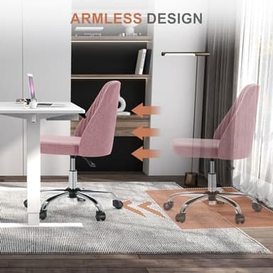 DUMOS Office Desk Chair, Modern Cute Rolling Vanity Swivel Task Chairs with Wheels, Comfortable Back Seat Armless for Home, Bedrooms, Office, Study, Student, Adults, Make-up, Dressing Room, Pink - Image 7