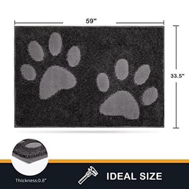 PURRUGS Dirt Trapping Door Mat 33.5" x 59", Non-Skid/Slip Machine Washable Microfiber Entryway Rug, Dog Doormat, Super Absorbent Welcome Mat for Muddy Wet Shoes and Paws, Charcoal - Image 2