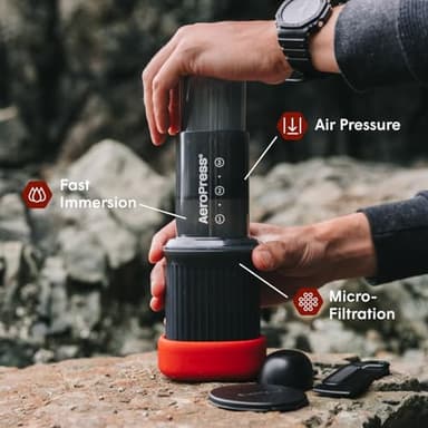 AeroPress Go, Extra Small Portable Coffee Maker Kit, Travel, Hiking & Camping, All-in-One French Press, Pour-Over & Espresso Style Manual Brewer, 2 Min Brew Makes a Less Bitter, More Flavorful Cup - Image 2