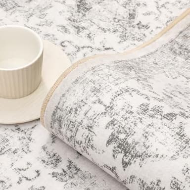 PureCozy Gray Area Rug 6x9 Machine Washable Vintage Living Room Distressed Non Slip Carpet Traditional Indoor Bedroom Grey Retro Floral Accent Throw Large Rug for Office Kitchen Dining Room - Image 6