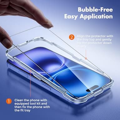 UNBREAKcable 3-Pack Screen Protector for iPhone 16/15, Shatterproof Tempered Glass [Easy Installation Frame] [99.99% HD Clear] [Case Friendly] [9H Hardness] [Full Coverage] for Apple 6.1 inch - Image 2
