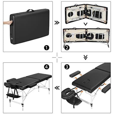 Yaheetech Massage Tables Portable Massage Bed Aluminium Height Adjustable Facial Salon Tattoo Bed with Non-Woven Bag, 24 inch Width Black - Image 6