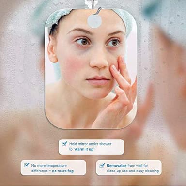 APHUIME XoYo-Large Fogless Shower Mirror （11inX7.48in）, Includes 1 Adhesive Hooks, Anit-Fog Shower Mirror, Shower Makeup Shave Mirror, Frameless Shower Mirror, Wall Hanging Mirror (Large, 1 Pack) - Image 4