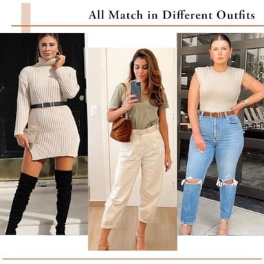 XZQTIVE 3 Pack Women Belts For Jeans Dresses Pants Ladies Leather Waist Belt with Gold Buckle - Image 3