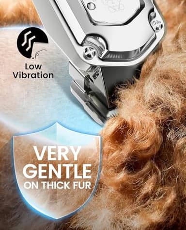 oneisall Dog Clippers for Grooming Thick Hair Professional,Cordless/Rechargeable Pet Grooming Kit with Detachable Metal Combs, Low Noise Heavy-Duty Pet Clippers for Thick/Curly/Fine/Wavy Hair (Sliver) - Image 7