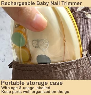 Rechargeable 22 in 1 Baby Nail Trimmer, Usage Labeled Case, 13 Extra Replacement Tools, Royal Angels Electric Nail File with LCD Display, Newborn Toddler Nail Care Clipper Kit (Rechargeable, Mango) - Image 7