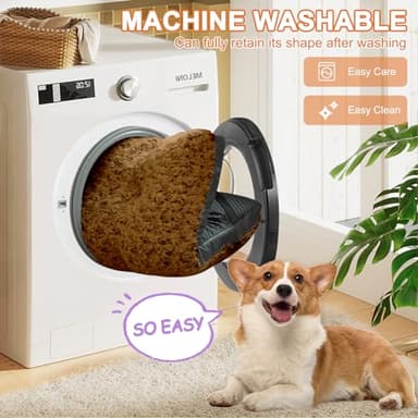 POCBLUE Dog Bed Medium Sized Dog, Washable Plush Pet Bed for Crate, Anti-Slip Pet Mat for Cages, Comfy Crate Pad for Outdoor/Indoor/Car Use, Soft Kennel Pad for Dogs Up to 40 lbs, 29"x19", Brown - Image 5