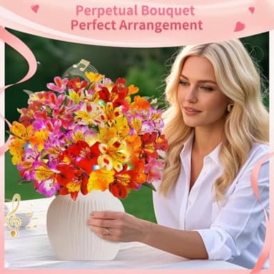 XTF2015 Birthday Cards with MUSIC & LIGHTS, 3D Pop Up Happy Birthday Cards, 12 Inch Life Sized Forever Flower Bouquet Greeting Card Gift for Women Mom Grandma - Image 4