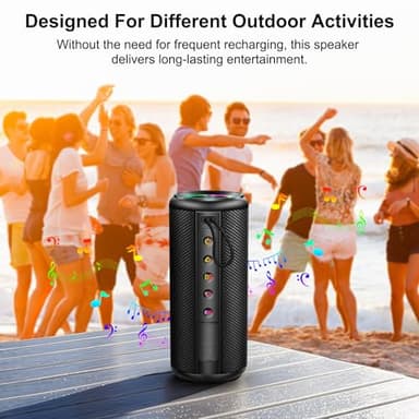 Portable Bluetooth Speaker, Bluetooth 5.4 Wireless Speaker with 20W HD Loud Stereo Sound, 15H Playtime, IP7 Waterproof, LED Lights, TWS Pairing, Built-in Mic, for Outdoor, Home, Party, Beach, Gift - Image 7