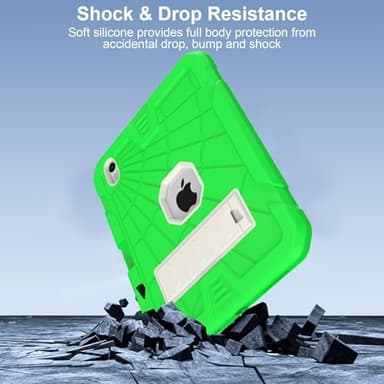 SIBEITU for iPad Case 11th A16/ 10th Generation 2025/2022, Heavy Duty iPad 10 Case with Built-in Kickstand & Pencil Holder, Hybrid 3-Layer Protective iPad 10th 10.9" Cover for Kids Boys Girls, Green - Image 5