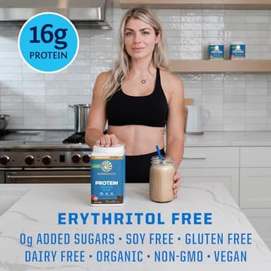 Organic Plant Based Protein Powder | Vegan Organic Protein Powder Chocolate Flavored with BCAA Amino Acids & Hemp Seed Pea Blend | Non-GMO Soy Dairy Filler & Gluten Free (Chocolate, 32 Servings) - Image 5