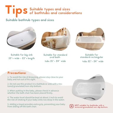 BabyBond Baby Bath Seat with Sitting & Lying 2 Modes, 3-Speed Adjustment, Powerful Suction Cups, Infant Bathtub Chair with Soft and Comfortable Towel, Folding and Hanging - Image 7