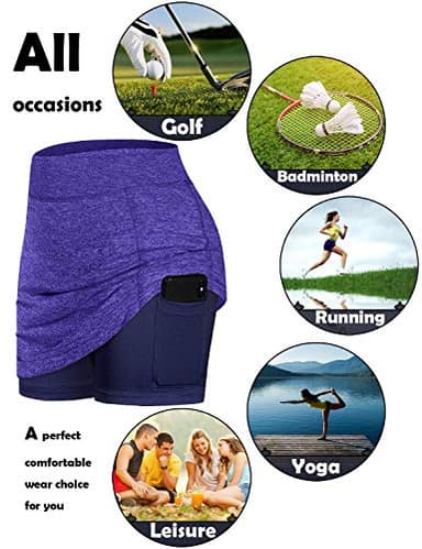 BLEVONH Womens Summer Tennis Skirts with Shorts Underneath, Pickleball, Athletic, Workout and Golf Skorts with Pockets Purple Small - Image 5