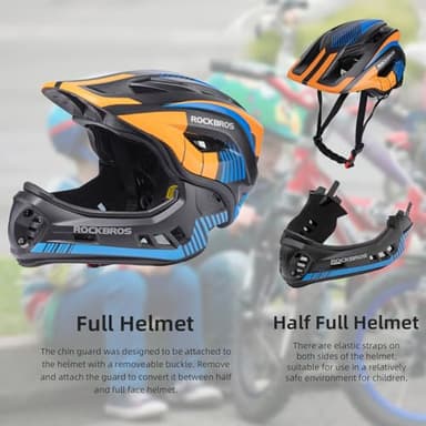ROCKBROS Kids Full Face Helmet Kids Bike Helmets Lightweight Toddler Mountain Bike Helmet Detachable for MTB BMX Skating Cycling Scooter Safety Bicycle Helmets for Youth Child Boys Girls Ages 3-16 - Image 3