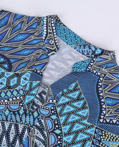 BAISHENGGT Womens Tops Trendy V Neck 3/4 Length Sleeve Tunics Work Blouses Going Out Shirts Large Vintage Blue - Image 3