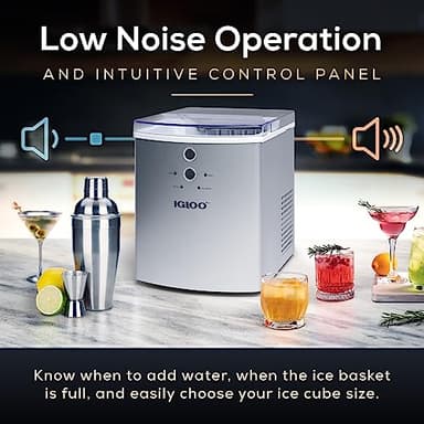 Igloo Electric Countertop Ice Maker Machine - Automatic and Portable - 33 Pounds in 24 Hours - Ice Cube Maker - Ice Scoop and Basket - Ideal for Iced Coffee and Cocktails - Silver - Image 5