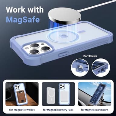 jaroco Magnetic for iPhone 13 Pro Max Case, [Compatible with MagSafe][Military Grade Drop Protection][Heavy Duty Protection][Non-Slip][Shockproof] 2-Layer Durable Bumper Phone Case 6.7''-Blue Purple - Image 4