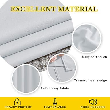 NICETOWN Room Darkening Curtains for Living Room - Easy Care Solid Thermal Insulated Grommet Panels/Drapes for Bedroom (2 Panels, 52 by 84, Greyish White) - Image 4