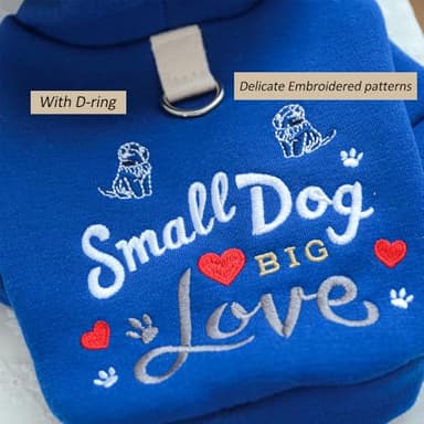 ANIAC Happy Dog Hoodies Fall Puppy Clothes for Small Dog Girl Boy Hooded Dog Sweatshirt Winter Cat Clothes Warm Pet Sweater Cold Weather Coat for Kitten Chihuahua Yorkie (Blue, X-Large) - Image 4