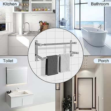 zmnklry Double Towel Bar, Stainless Steel Adjustable 16 to 28In Double Towel Racks for Bathroom, Double Bath Towel Bar,Applicable to Bathrooms and Kitchens - Image 3