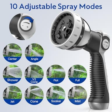 Retractable Garden Hose Reel, 1/2 in x 125 ft Wall Mounted Hose Reel, 10-Pattern Spray Nozzle, Any Length Lock/Slow Return System/Wall Mounted/180°Swivel Bracket - Image 2