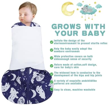 BSTOPPT Newborn Sleep Sack Baby Swaddle,3-Way Adjustable Wearable Blanket,100% Rayon Cotton Swaddling Sleeping Bag，TOG 0.5 (Fox & Dinosaurs, 6-12 Months) - Image 2