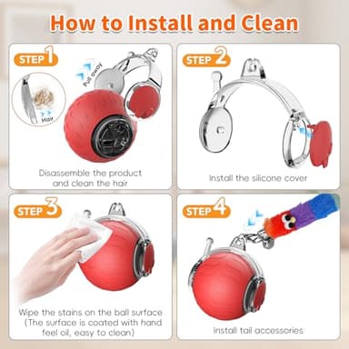 UPSKY Interactive Cat Toy Ball for Indoor Cats, Automatic Moving Electric Rolling Cat Ball Toy, 3-Speed Modes Smart Kitten Toys with Sounds, USB Rechargeable & Sturdy for Bored Kittens/Adult Cats - Image 8