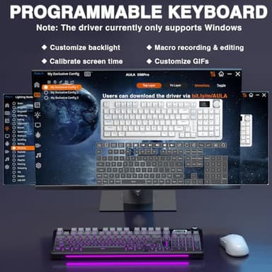AULA S98 Pro Wireless Mechanical Keyboard with Screen & Knob,2.4GHz/USB-C/BT5.0 Hot Swappable Creamy Keyboard,Pre-lubed Linear Switches,Side Printed PBT Keycaps,RGB Backlit Gaming Keyboards (Renewed) - Image 8