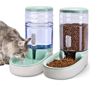Kacoomi Automatic Dog Cat Feeder and Water Dispenser Gravity Food Feeder and Waterer Set with Pet Food Bowl for Small Medium Dog Puppy Kitten, Large Capacity 1 Gallon x 2 - Image 1