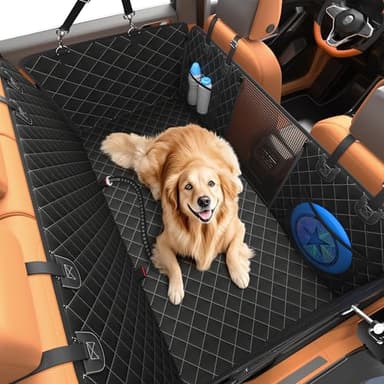 YLKU Dog car seat Cover for Back seat 2025 Upgraded 100% Waterproof and Scratch Resistant Rear Seat Hard Bottom Extension - Dog Car Seat Holds Up to 400 lb Pet for Cars, Trucks and SUVs (Black) - Image 1