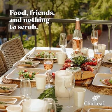 Chic Leaf Compostable & Biodegradable Palm Leaf Disposable Bamboo Plates - Disposable Party Plates for Appetizers - Camping Essentials - Reusable Party Supplies (10 & 7 Inch Square) - Image 7