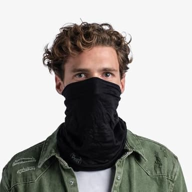Buff Lightweight Merino Wool Neck Gaiter, 100% Ethically Sourced Wool, Versatile, Temperature Regulating Face Mask, Black, Adult Size - Image 3