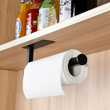 ASTOFLI Paper Towel Holder Under Cabinet No Drilling, Self Adhesive Paper Towel Holder Wall Mount for Kitchen Rack, Under Counter Napin Holder No Drill, RV, 304 Stainless Steel 12 Inch Matte Black - Image 6