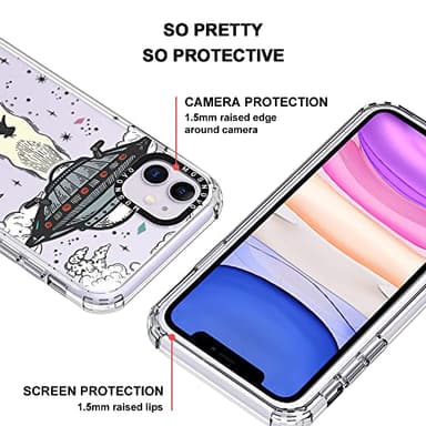 MOSNOVO Case for iPhone 11, [Buffertech 6.6ft Military-Grade Drop Protection] [Anti Peel Off Tech] Clear TPU Bumper Phone Case Cover Design - UFO - Image 4