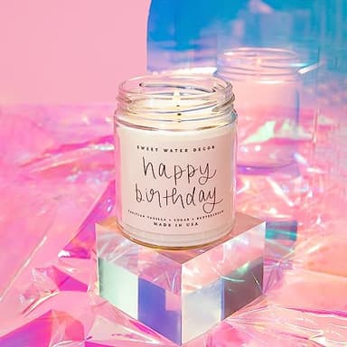 Sweet Water Decor Happy Birthday Soy Candle - Vanilla Sugar & Buttercream Sweet Scented Happy Birthday Candle Gift for Mom, Friends & Girls - 40 Hour Burn Time - 9oz - Non Toxic - Image 4
