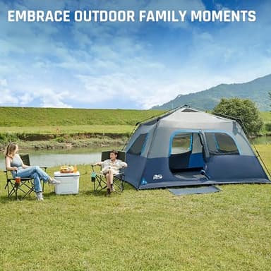 Camping Tent, Instant Cabin Tents for Camping, 8-Person Family Tent, Easy Setup in 60 Seconds with Porch, Large Waterproof Tents for Outdoor Camping, 5 Mesh Windows, Upgraded Ventilation (Blue) - Image 8