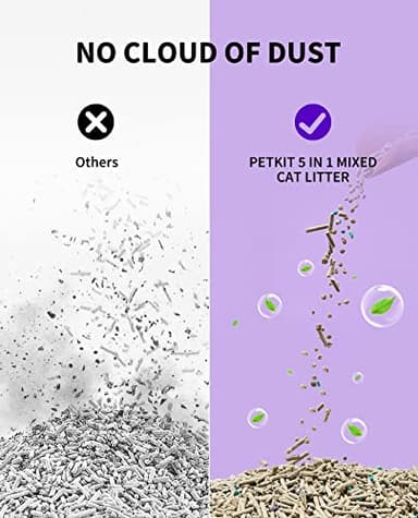 PETKIT Mixed Cat Litter Fast Clumping, Flushable, Ultra Absorbent, 100% Natural Ingredients Litter, Water Dissolvable, Really Dust-Free, Low Tracking Bentonite Tofu Litter (7.9lb×2 Bags) - Image 7