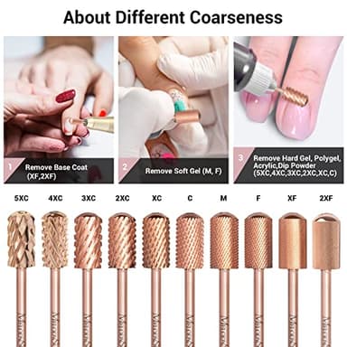 MelodySusie Safety Nail Drill Bits, 3/32'' Smooth Round Top Large Barrel Carbide Bits, Suitable for Manicure Pedicure Cuticle Gel Polishing, Beginners Bits, Rose Gold, Series Bit-S, Triple Coarse - Image 4