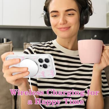 UEEBAI Magnetic for iPhone 16 Pro Max Case, Bow Case Compatible with MagSafe, Wireless Slim Clear Ribbon Aesthetic Phone Cover Anti-Yellowing Shockproof Protective Cover for Women Girl - Pink - Image 7