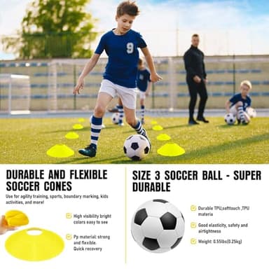 Soccer Goal, Kids Soccer Goals for Backyard Set, 2 Pack of 4x3 ft Portable Pop Up Soccer Net with Soccer Ball, Cones, Complete Training Equipment for Youth, Toddler Outdoor Sports Games - Image 5