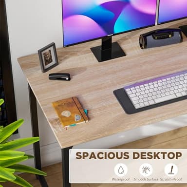 PayLessHere | 47 Inch Computer Desk | Nature | Office Desk with Metal Frame, Adjustable Feet | Water-Resistant, Scratchproof Surface | Sturdy Writing Table for Home Office or Study | Pack of 1 - Image 5