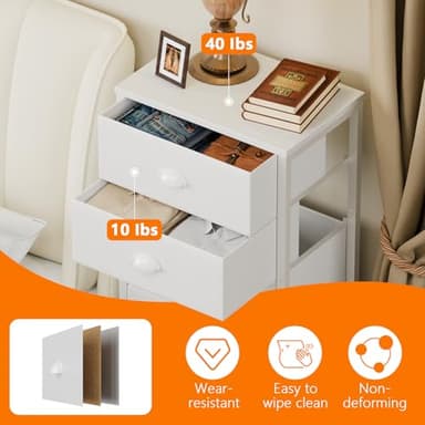 Furnulem White Tall Dresser for Bedroom,Vertical Storage Tower Unit and End Table with 6 Fabric Drawers, Nightstand Furniture with Drawer Organizer in Living Room,Closet,Entryway,Hallyway - Image 8